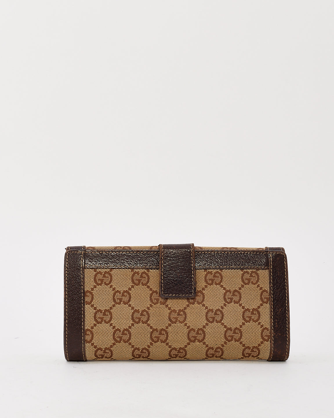 Gucci Brown GG Monogram Canvas Nailhead Studded Long Wallet