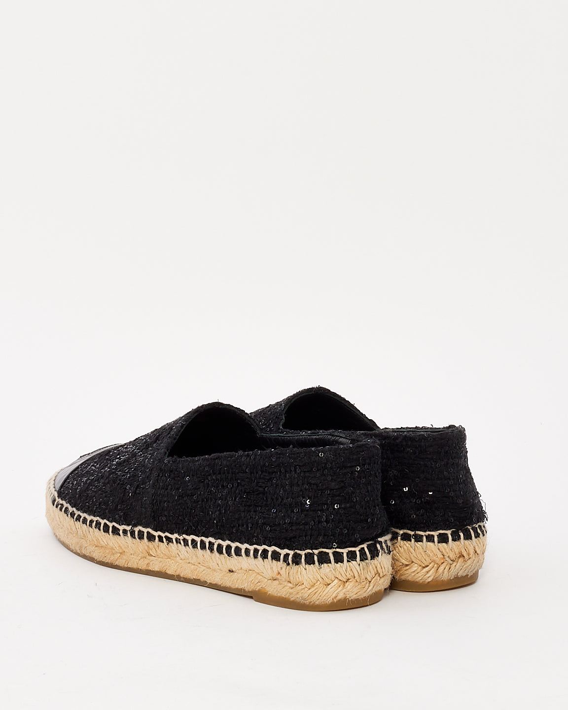 Chanel Black Tweed Sequin Espadrille - 39