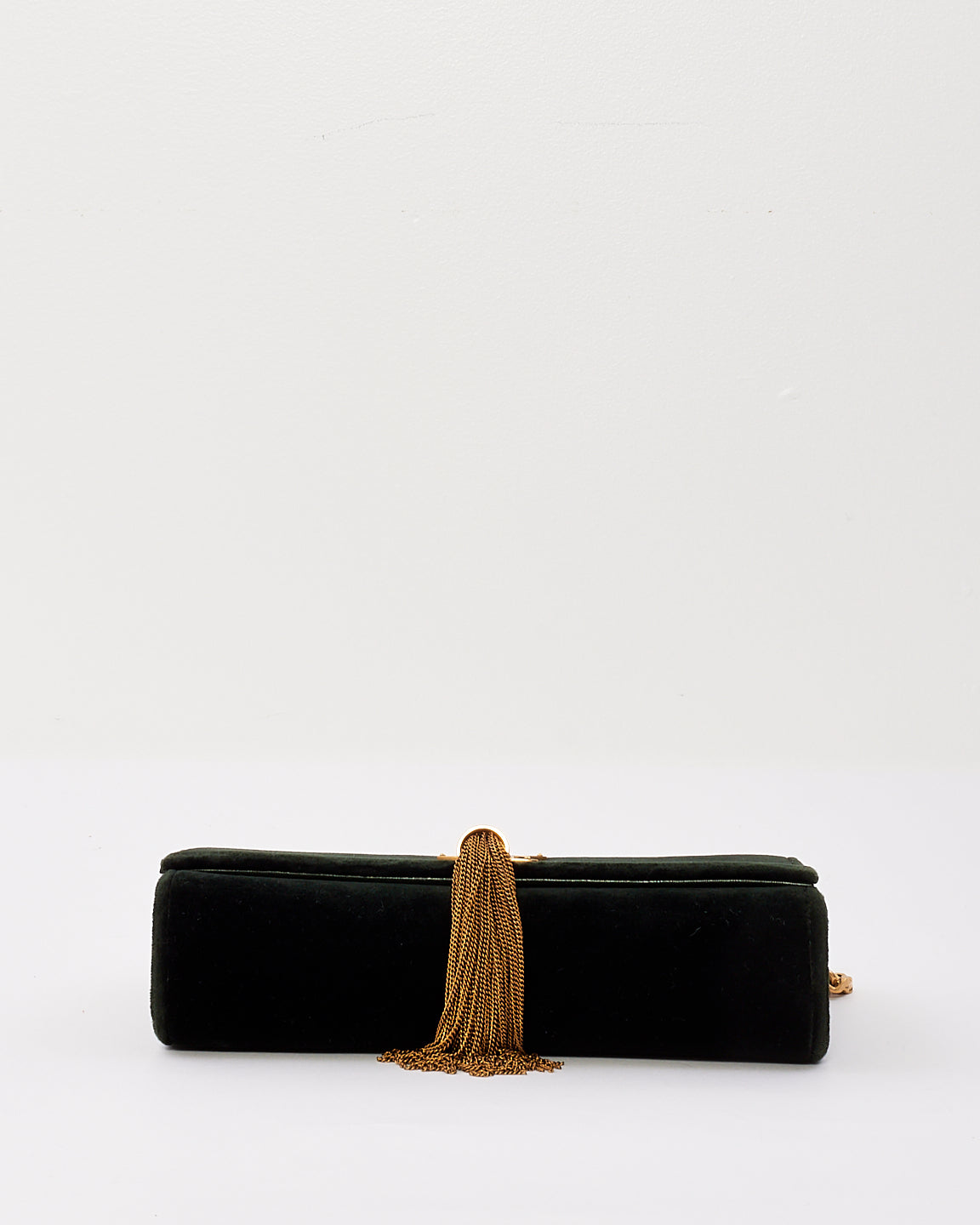 Saint Laurent Green Velvet Small Kate Chain Bag with Tassel