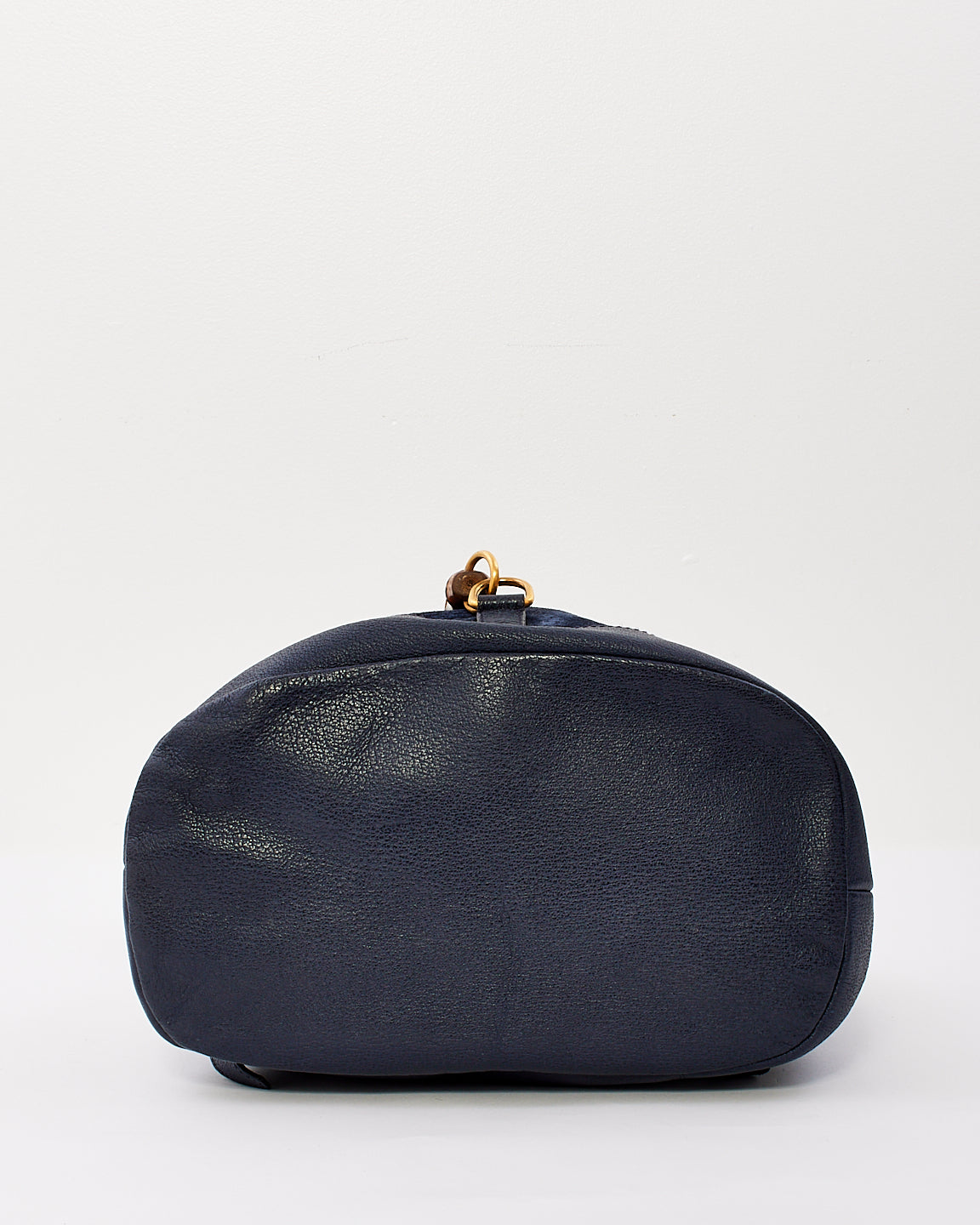 Gucci Vintage Navy Blue Suede & Leather Bamboo Handle Duffle Backpack