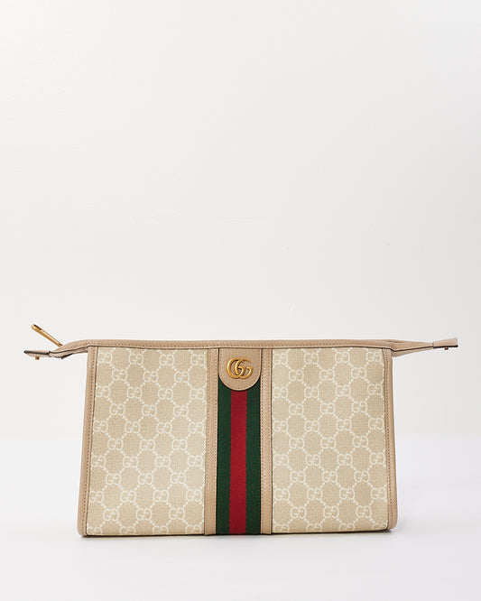 Trousse de toilette Ophidia GG en toile beige Gucci