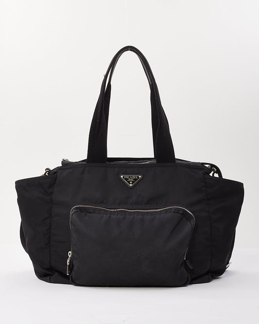 Sac à langer Tessuto bordé de nylon saffiano noir Prada avec sangle