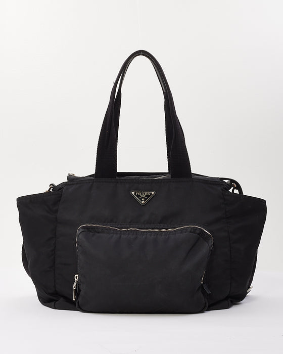 Prada Tessuto Nylon Black Saffiano Medium Handbag Satchel 