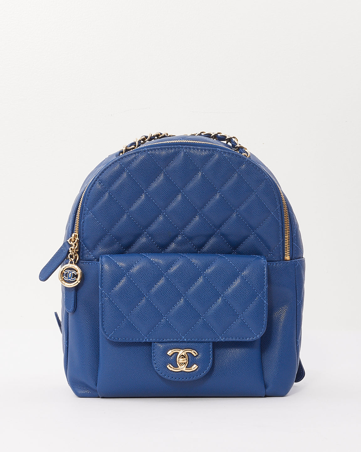 Sac à dos CC Day matelassé bleu royal caviar Chanel