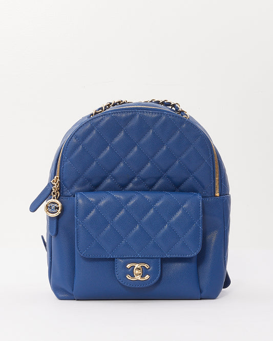 Sac à dos CC Day matelassé bleu royal caviar Chanel