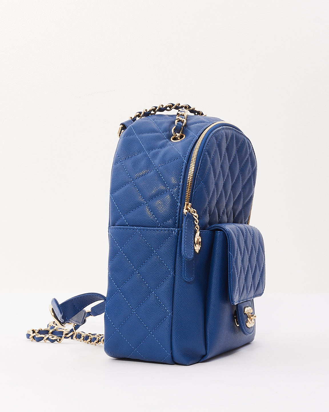 Chanel Royal Blue Caviar Quilted CC Day Backpack