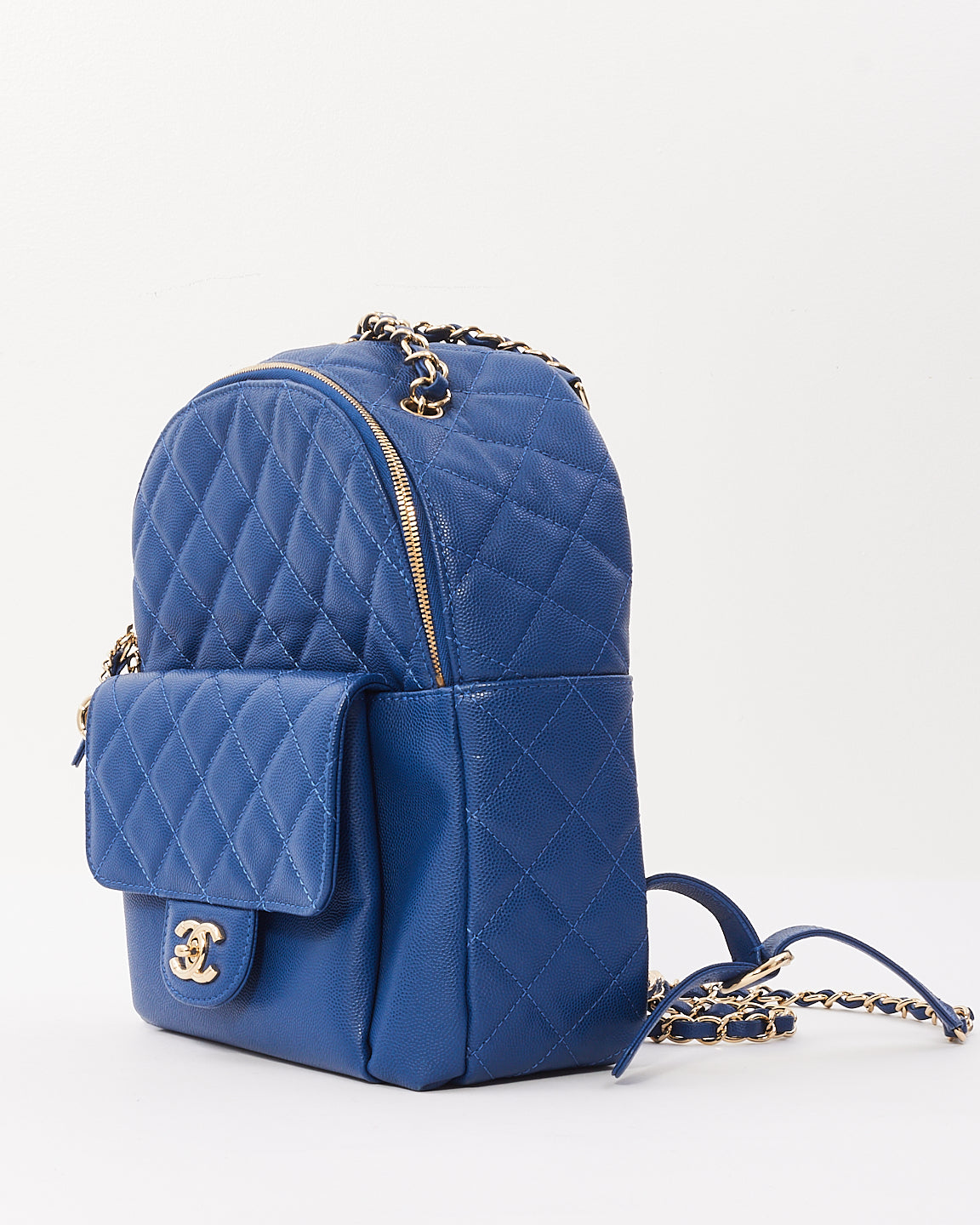 Sac à dos CC Day matelassé bleu royal caviar Chanel