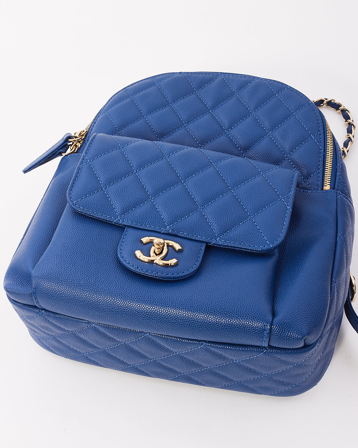 Sac à dos CC Day matelassé bleu royal caviar Chanel