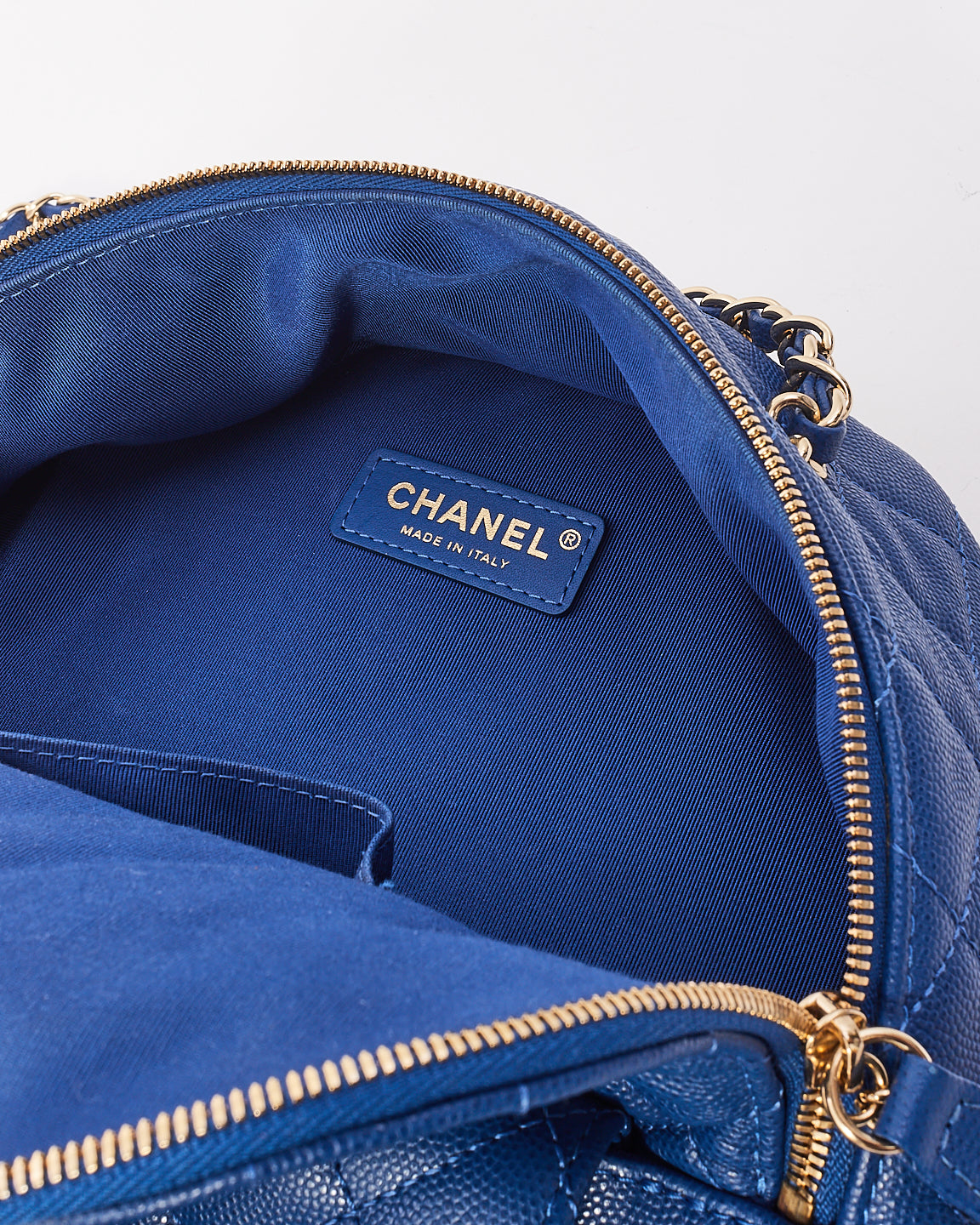 Sac à dos CC Day matelassé bleu royal caviar Chanel