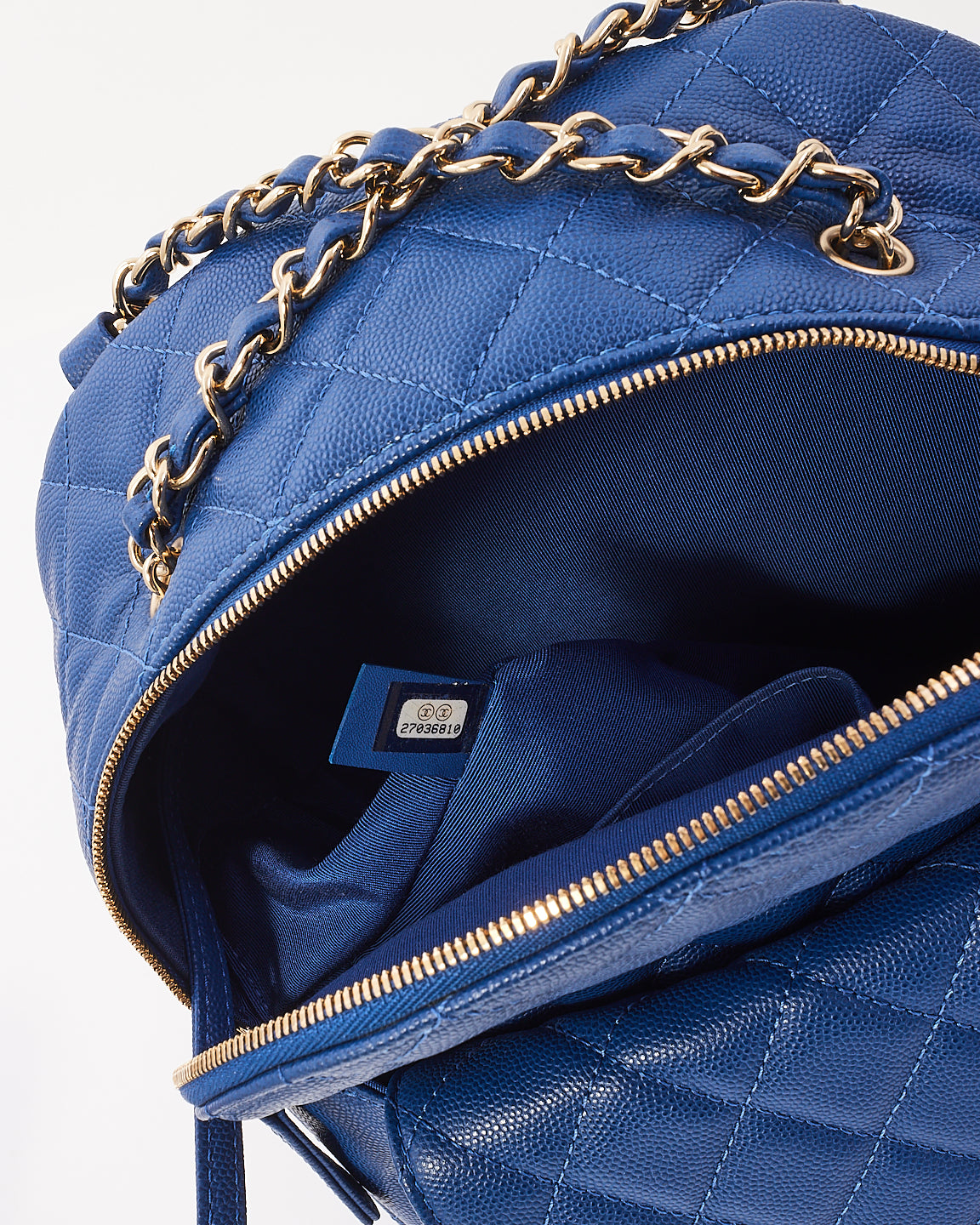 Chanel Royal Blue Caviar Quilted CC Day Backpack