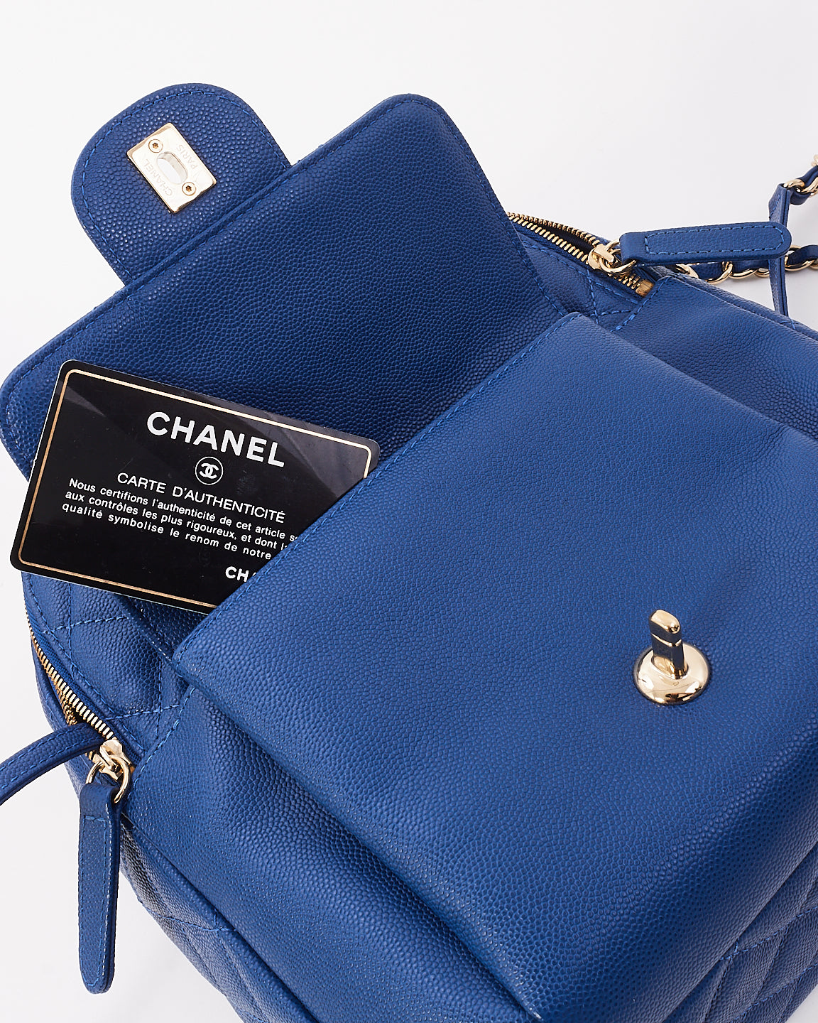 Chanel Royal Blue Caviar Quilted CC Day Backpack