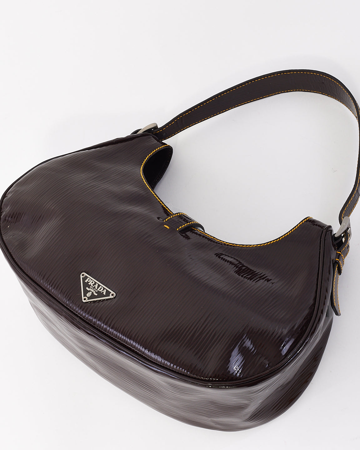 Prada Burgundy Patent Leather Shoulder Bag