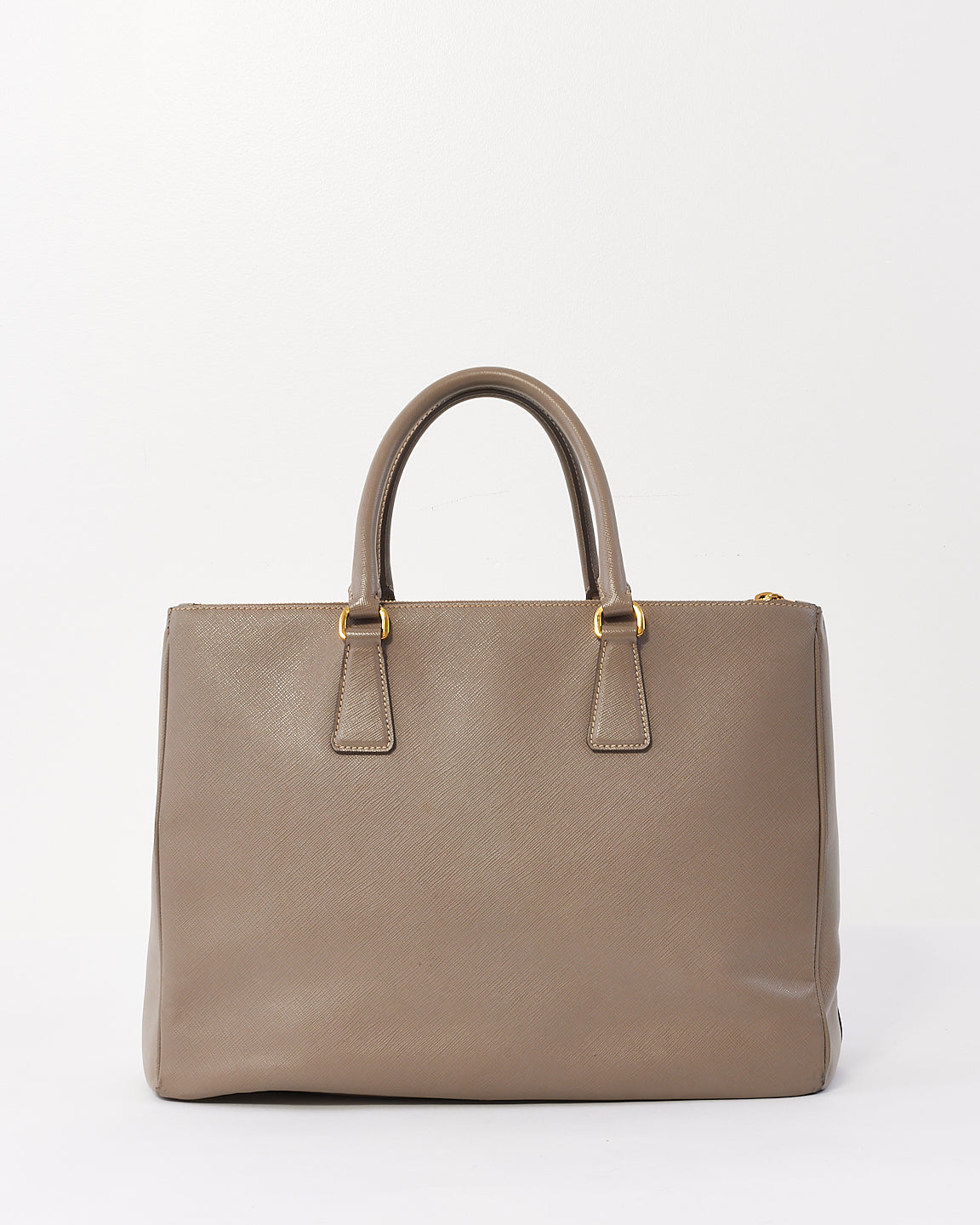 Prada Grand sac fourre-tout Galleria en cuir saffiano taupe à double fermeture éclair