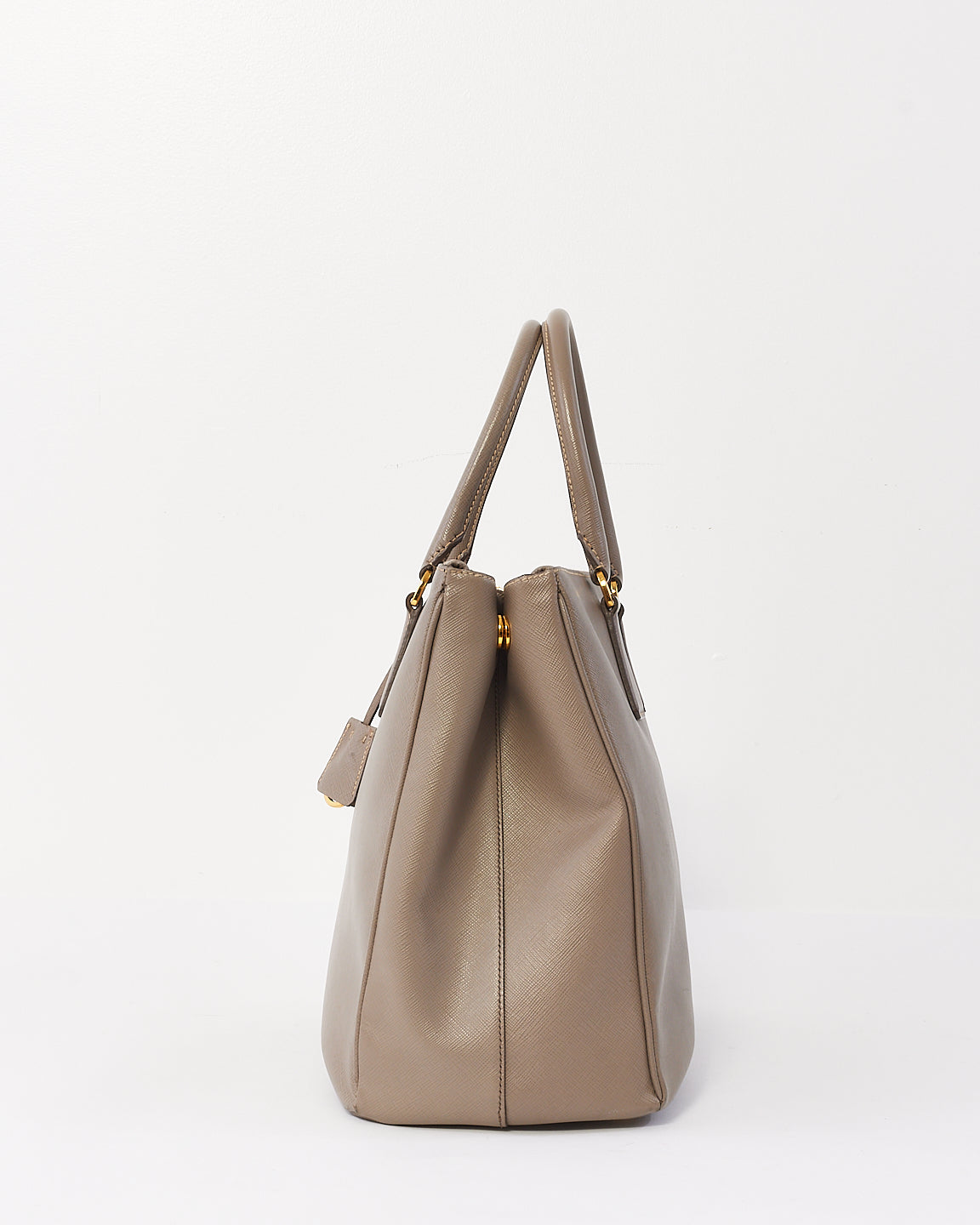 Prada Grand sac fourre-tout Galleria en cuir saffiano taupe à double fermeture éclair