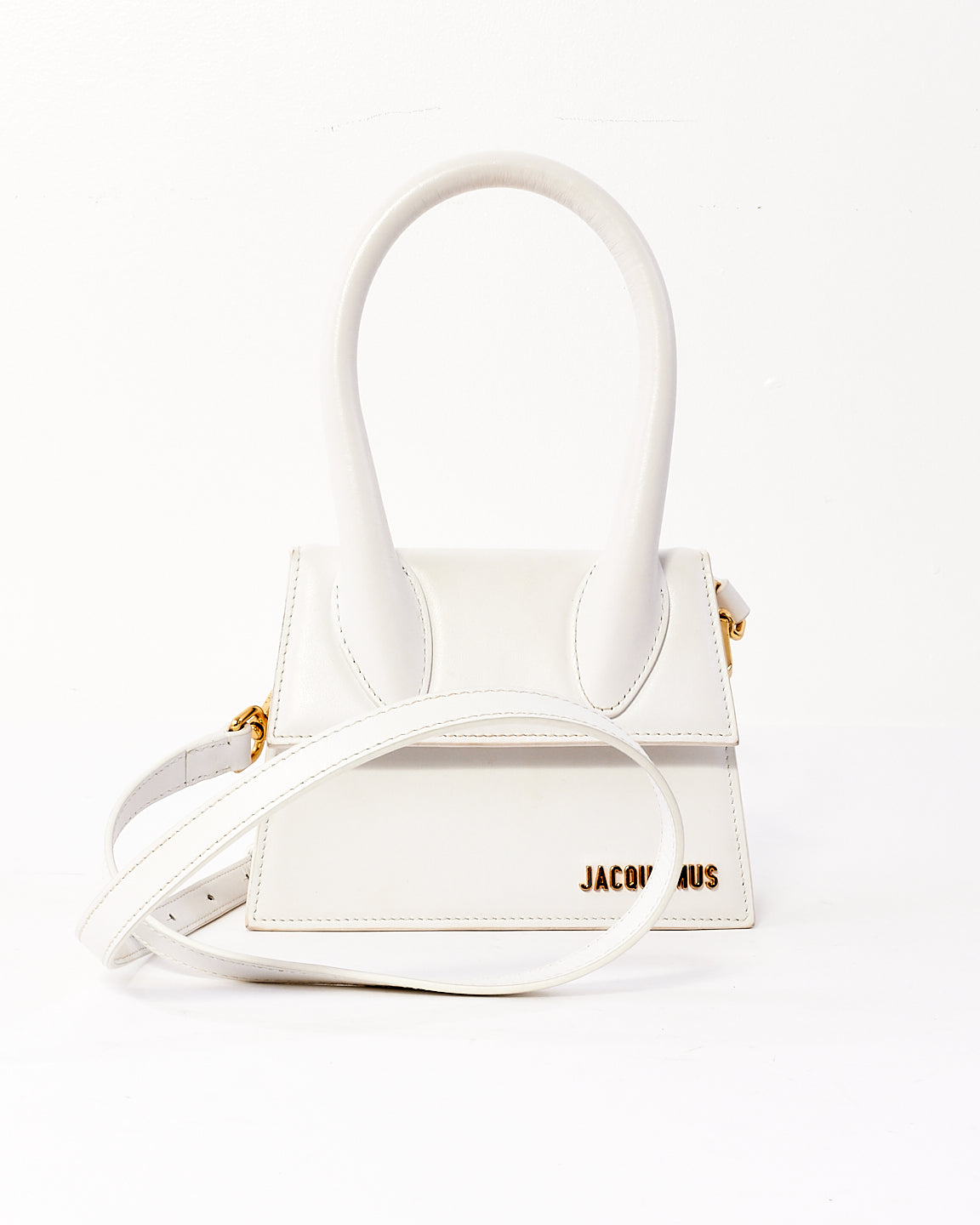 Jacquemus White Leather ‘Le Moyen Chiquito’ Bag