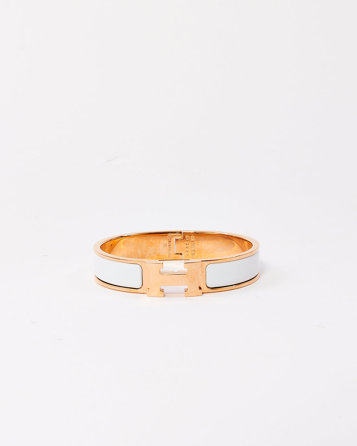 Hermès White & Rose Gold Colour Metal Clic H Bracelet - PM