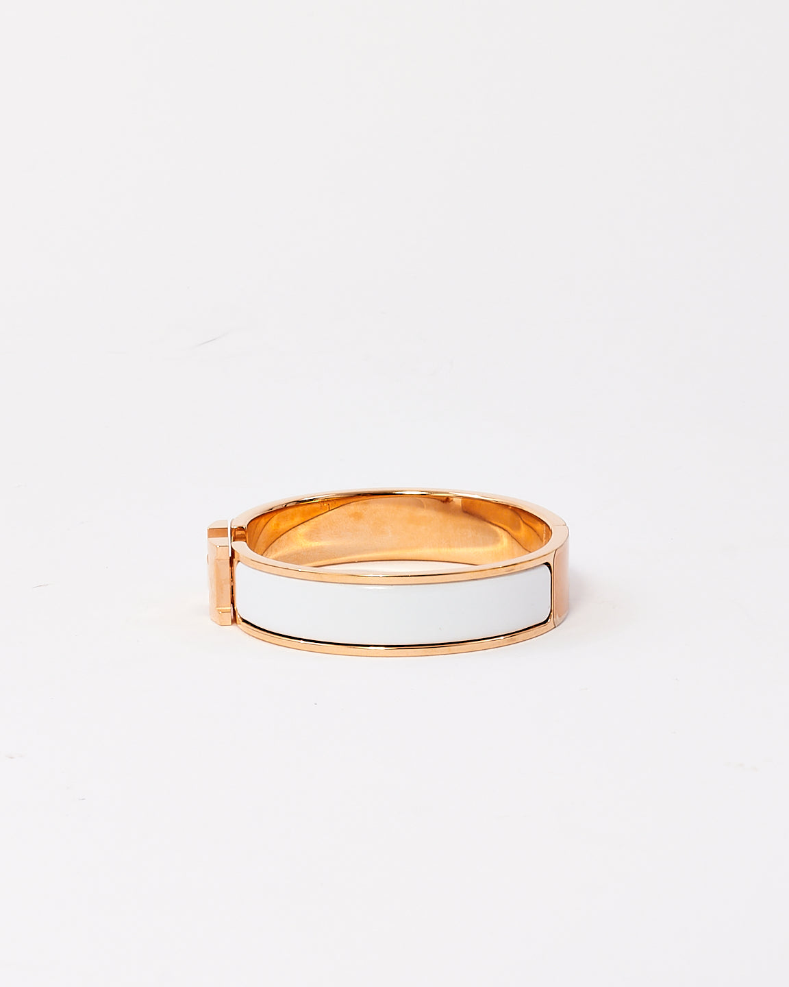 Hermès White & Rose Gold Colour Metal Clic H Bracelet - PM