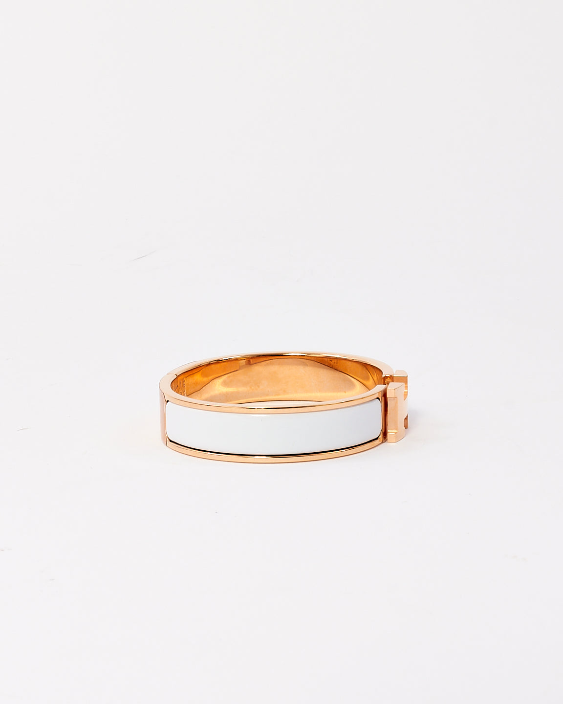 Hermès White & Rose Gold Colour Metal Clic H Bracelet - PM