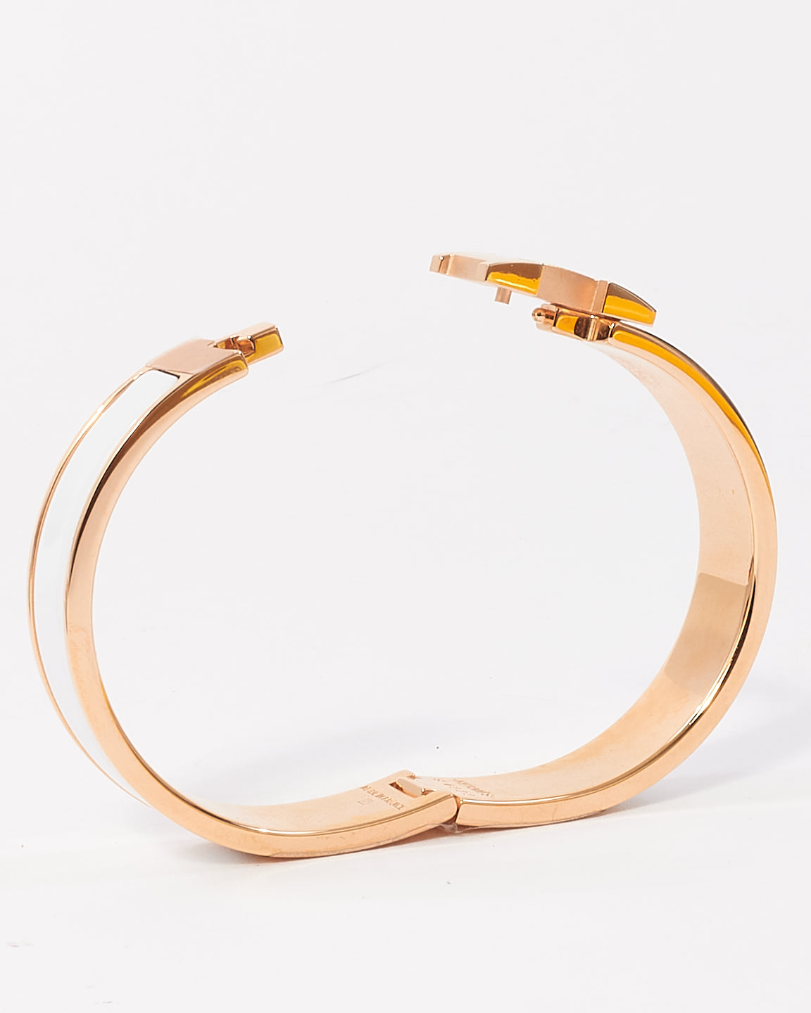 Hermès White & Rose Gold Colour Metal Clic H Bracelet - PM