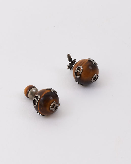 Dior Brown Tiger Eye Quartz Mise en Dior Tribales Earrings