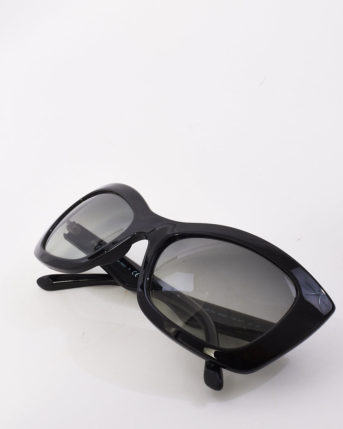 Prada Black Acetate SPR 19M Cat Eye Sunglasses