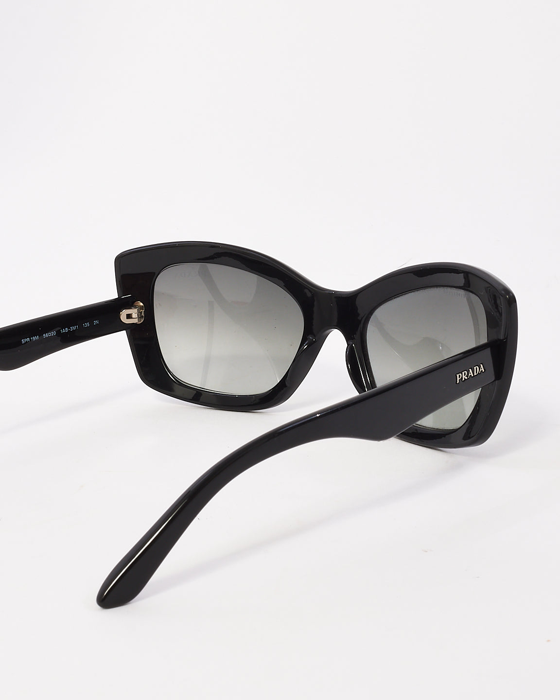 Prada Black Acetate SPR 19M Cat Eye Sunglasses