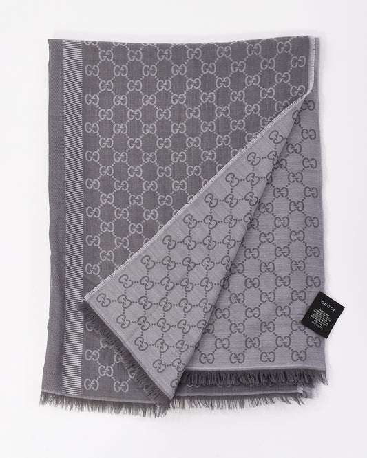 Gucci Grey Wool GG Guccissima Scarf