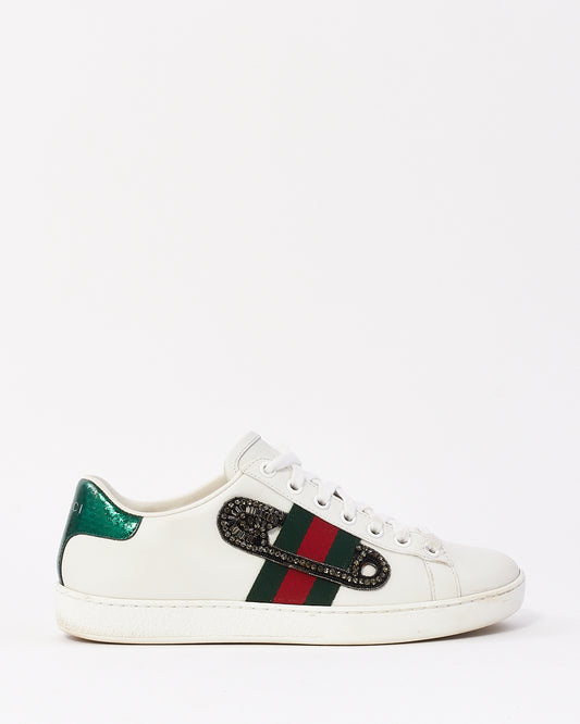 Gucci Baskets basses Ace en cuir blanc Safety Pin - 36