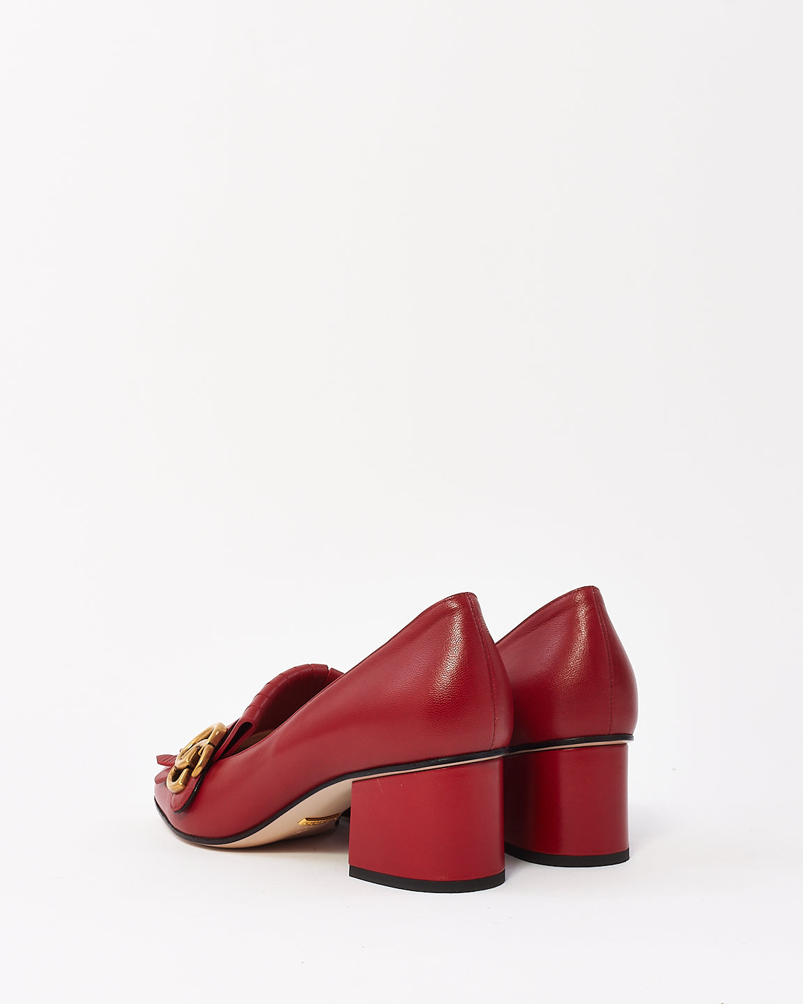 Gucci Red Leather Fringe GG Marmont GG Pumps - 37