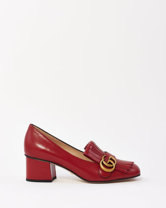 Escarpins GG Marmont GG à franges en cuir rouge Gucci - 37