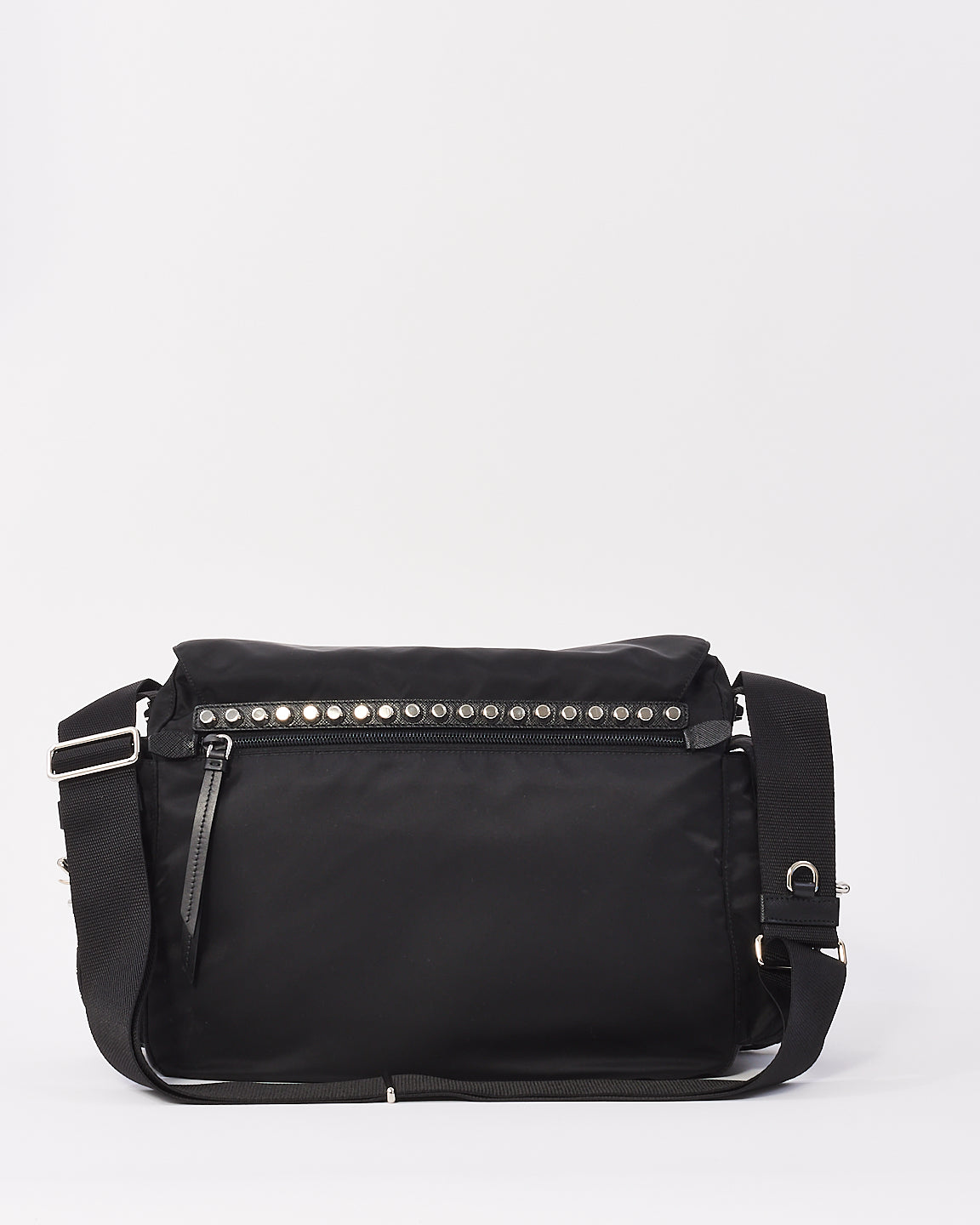 Prada Black Nylon Stud Embellished Tessuto Messenger Bag