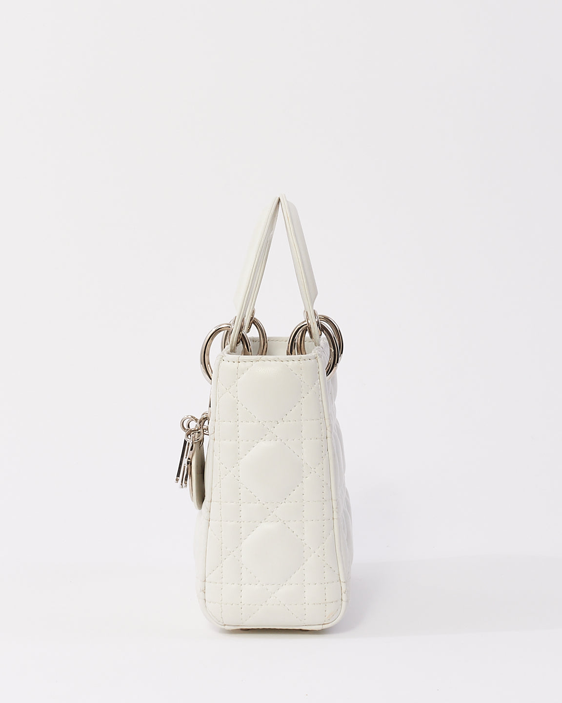 Dior White Cannage Leather Mini Lady Dior with Chain Strap