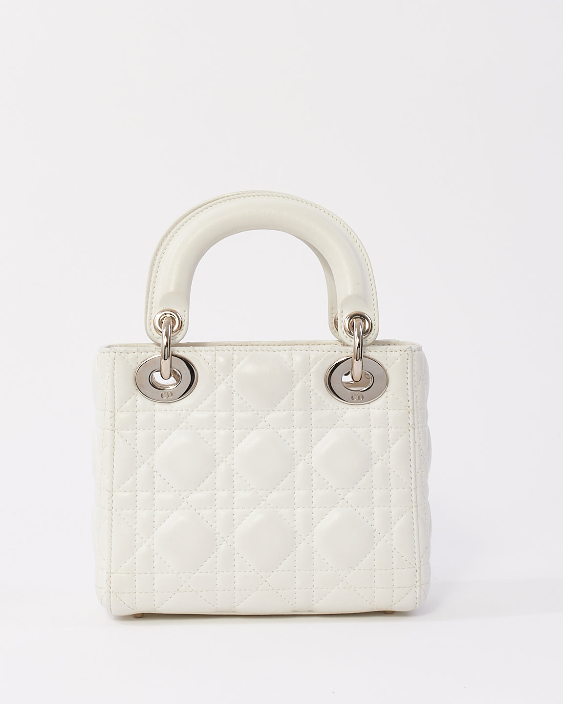 Dior White Cannage Leather Mini Lady Dior with Chain Strap