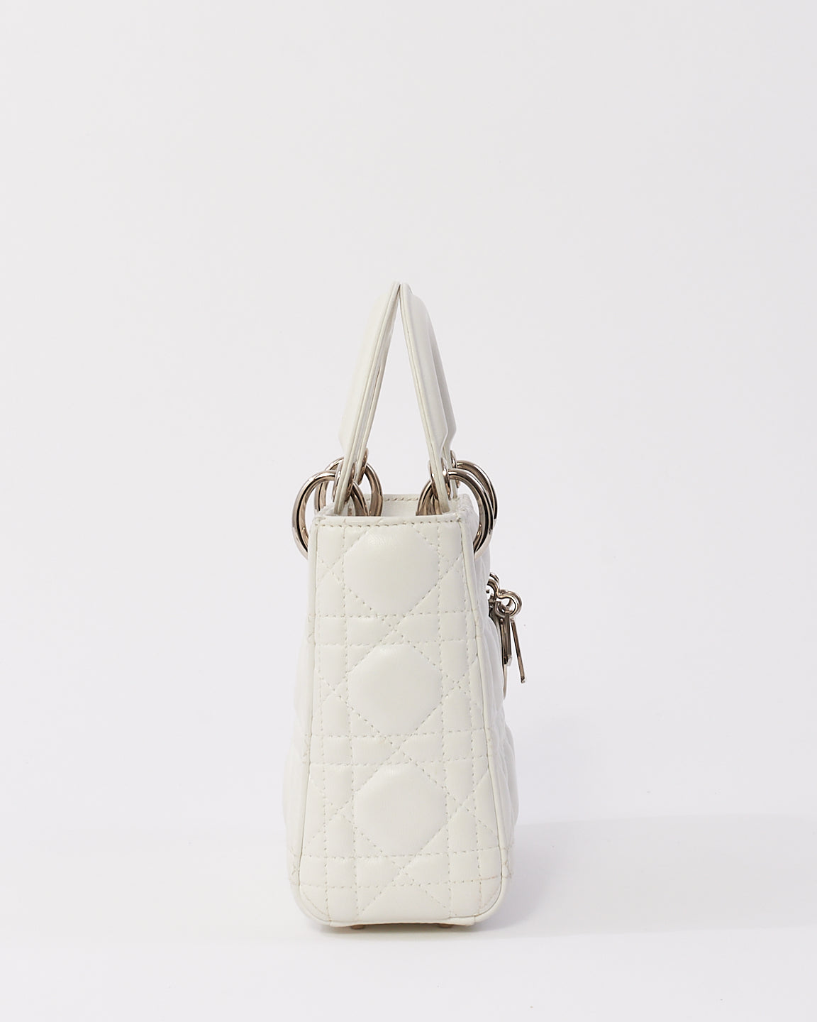 Dior White Cannage Leather Mini Lady Dior with Chain Strap