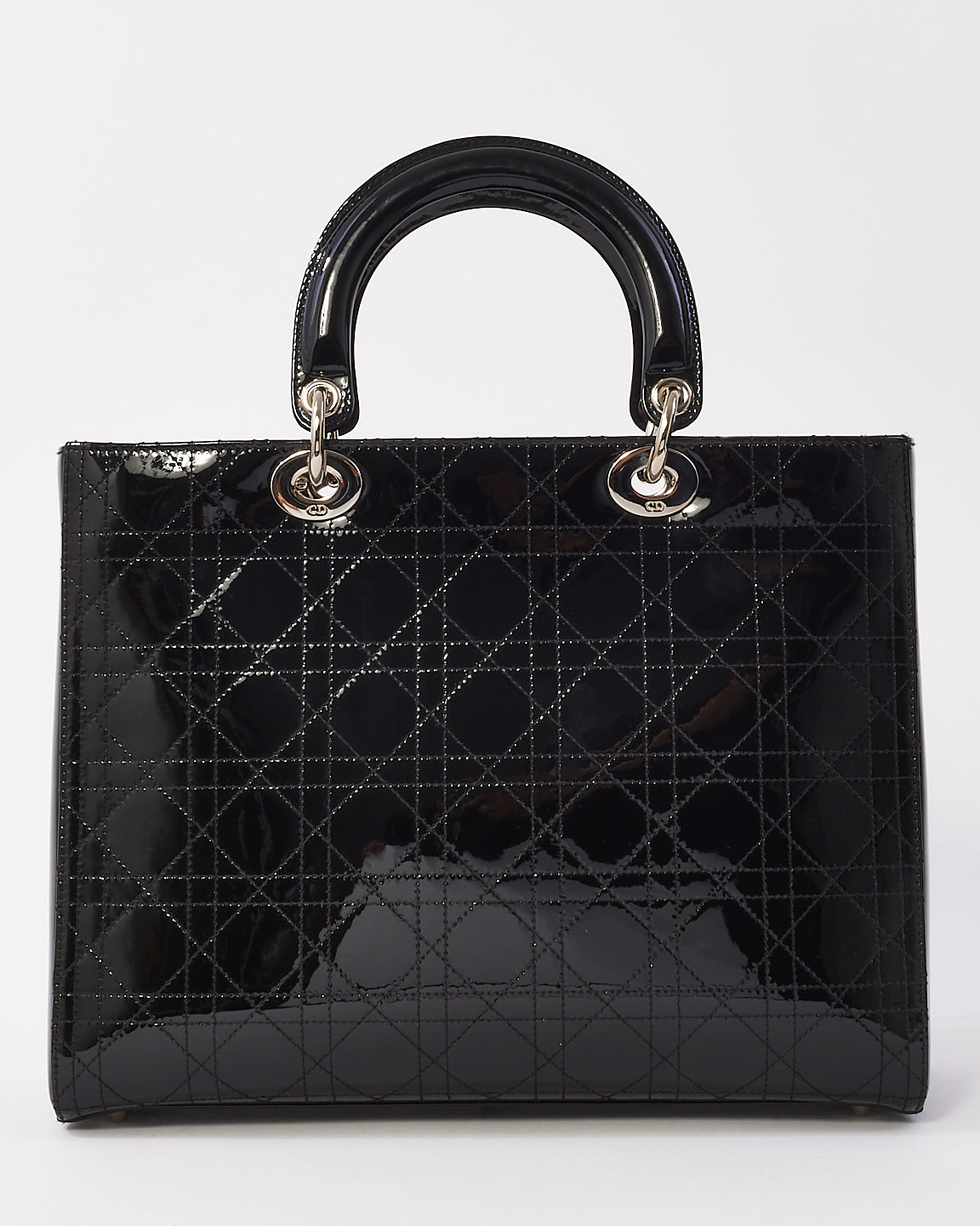 Dior Black Patent Cannage Calfskin Large Lady Dior Bag