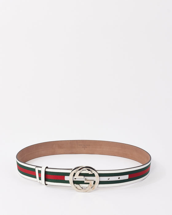 Gucci belt white outlet red and green