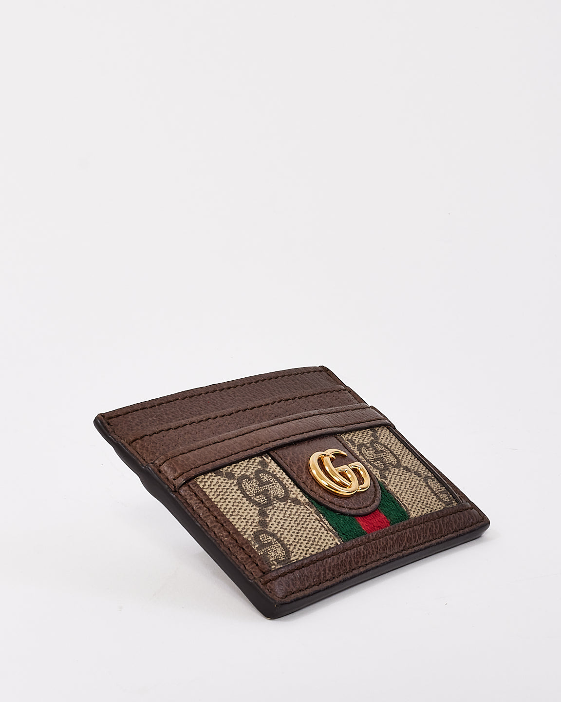 Gucci Brown Canvas & Leather Ophidia GG Card Case