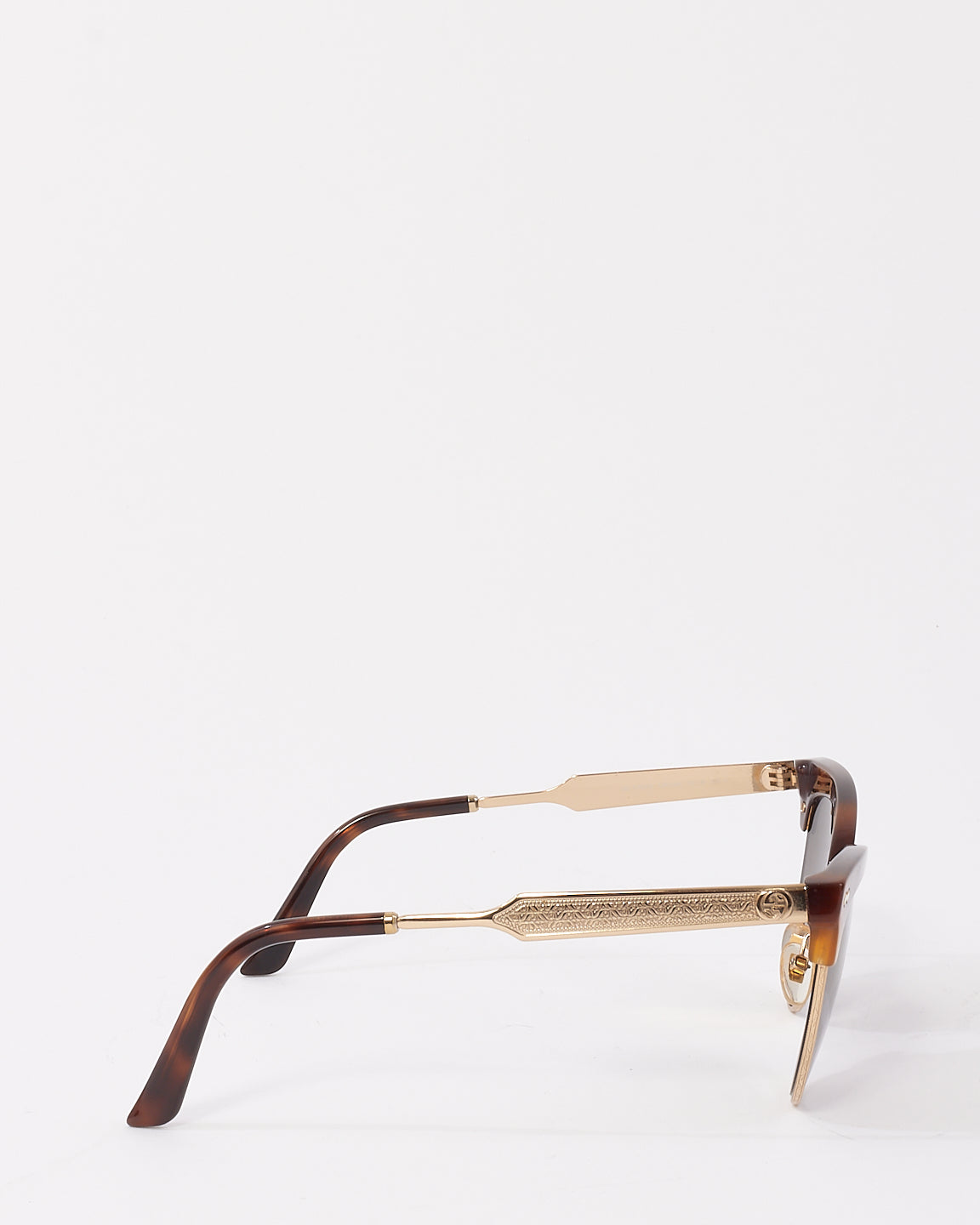 Lunettes de soleil œil de chat en métal doré écaille marron Gucci GG4283