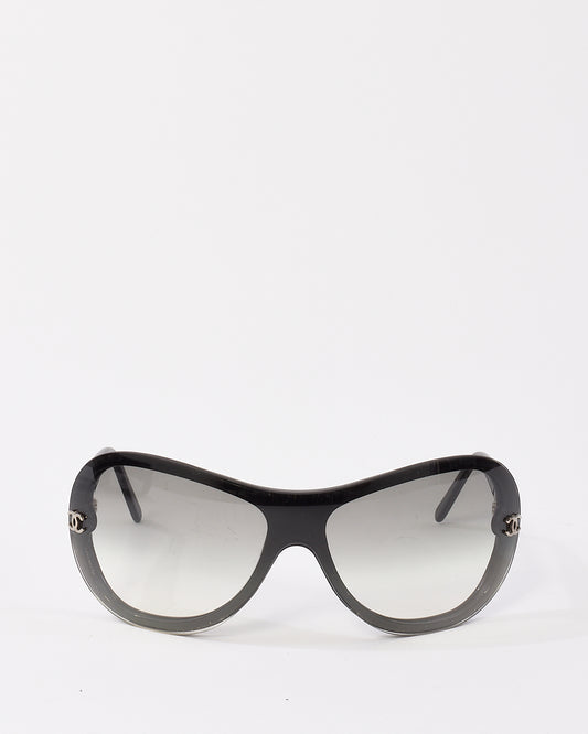 Chanel Black Acetate Shield 5066 Aviator Sunglasses