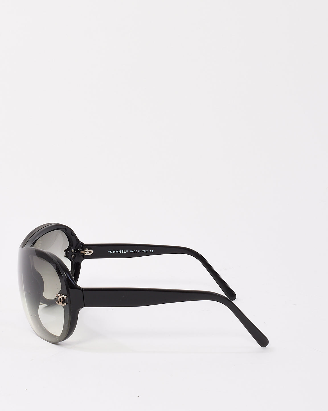 Chanel Black Acetate Shield 5066 Aviator Sunglasses