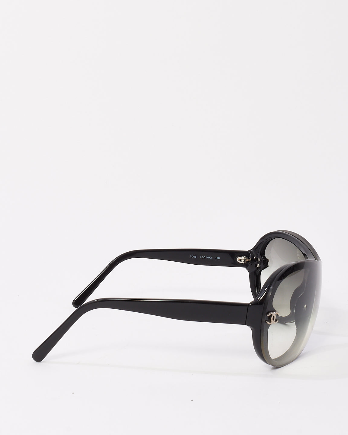 Chanel Black Acetate Shield 5066 Aviator Sunglasses