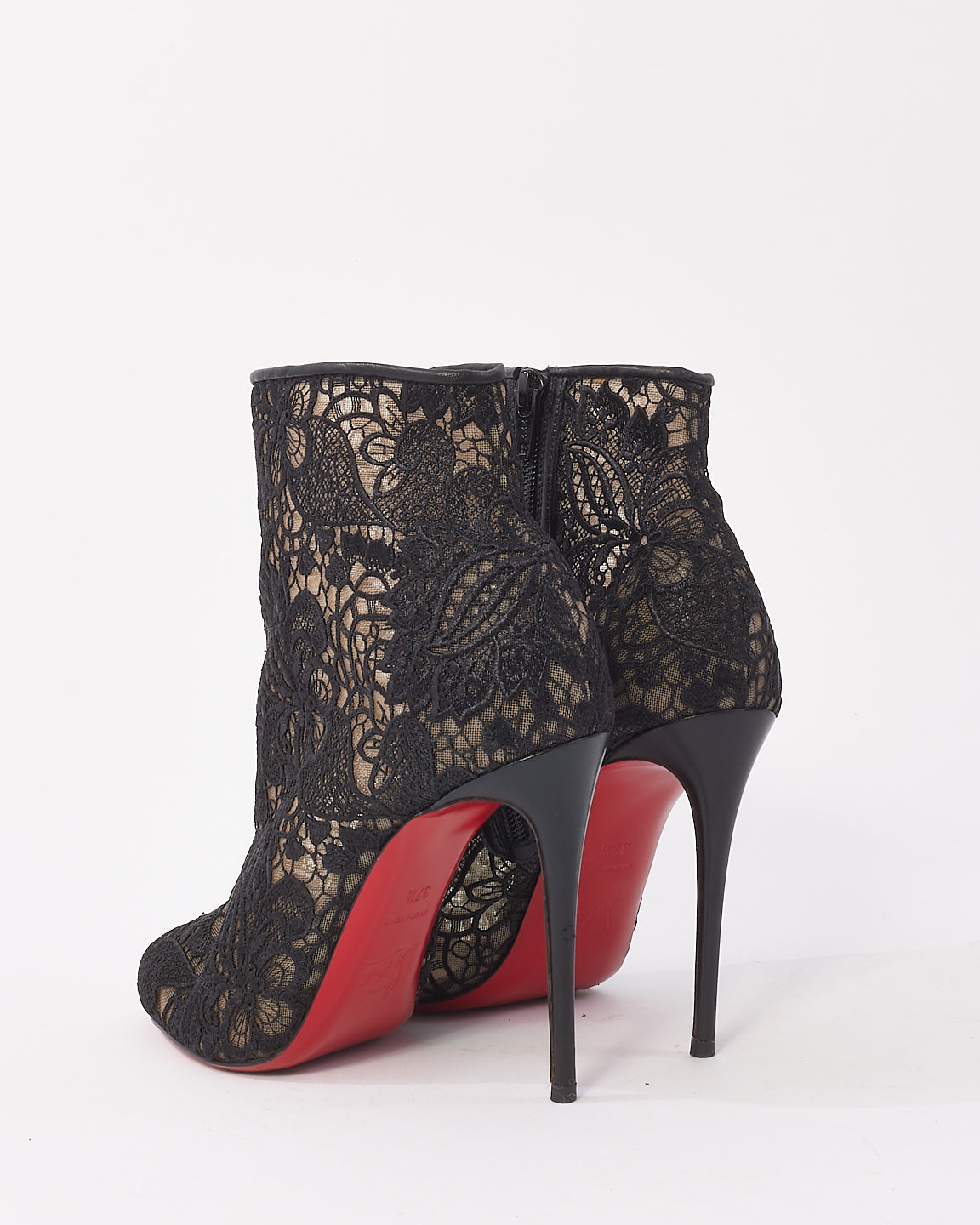 Christian Louboutin Bottines Miss Tennis en dentelle noire - 37,5