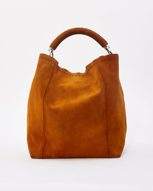 Prada Tan Suede Hobo Shoulder Bag