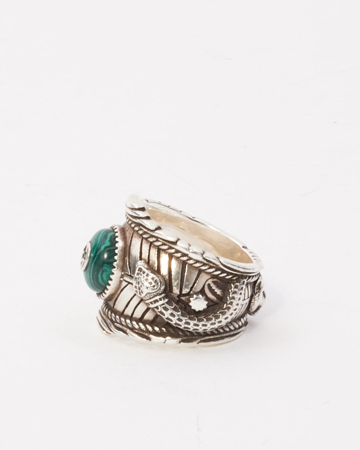 Gucci Silver & Green Resin Garden Cocktail Ring - 19