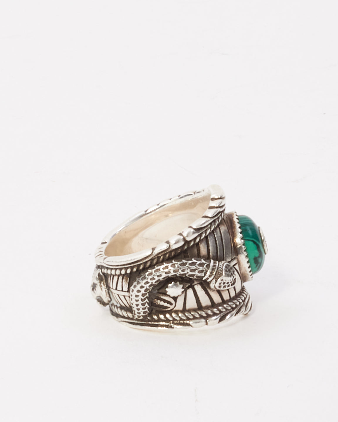 Gucci Silver & Green Resin Garden Cocktail Ring - 19