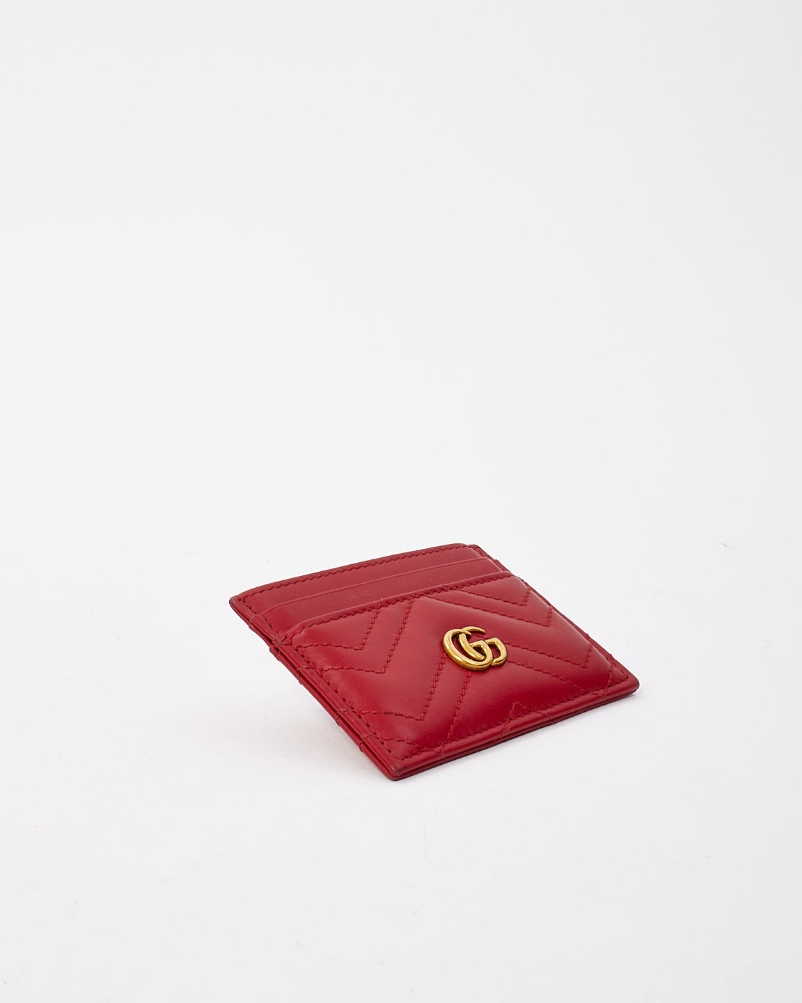 Porte-cartes Matelassé GG Marmont en cuir rouge Gucci