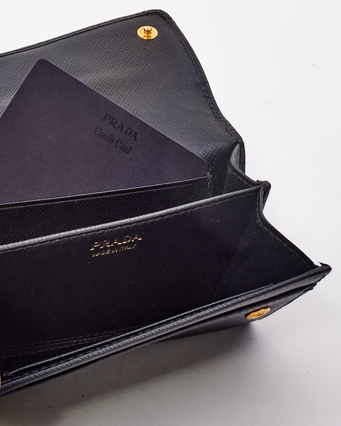 Prada Black Saffiano Leather Mini Wallet with Chain