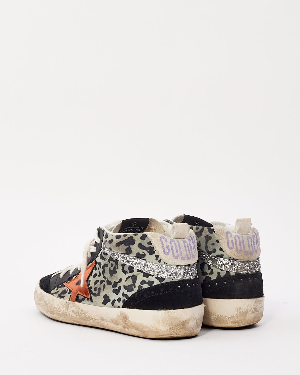 Golden Goose Black & Grey Leopard Suede Mid Star High Rise Sneakers - 38