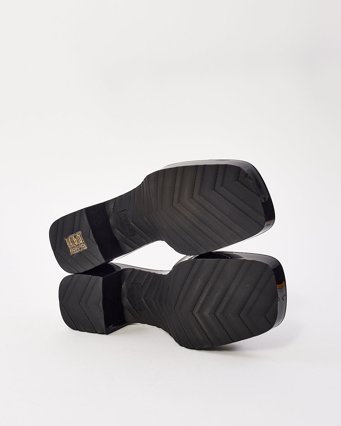 Gucci Black Rubber Logo Slide Sandals - 38