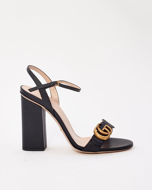 Gucci Black Leather GG Marmont Block Heel Sandals - 38